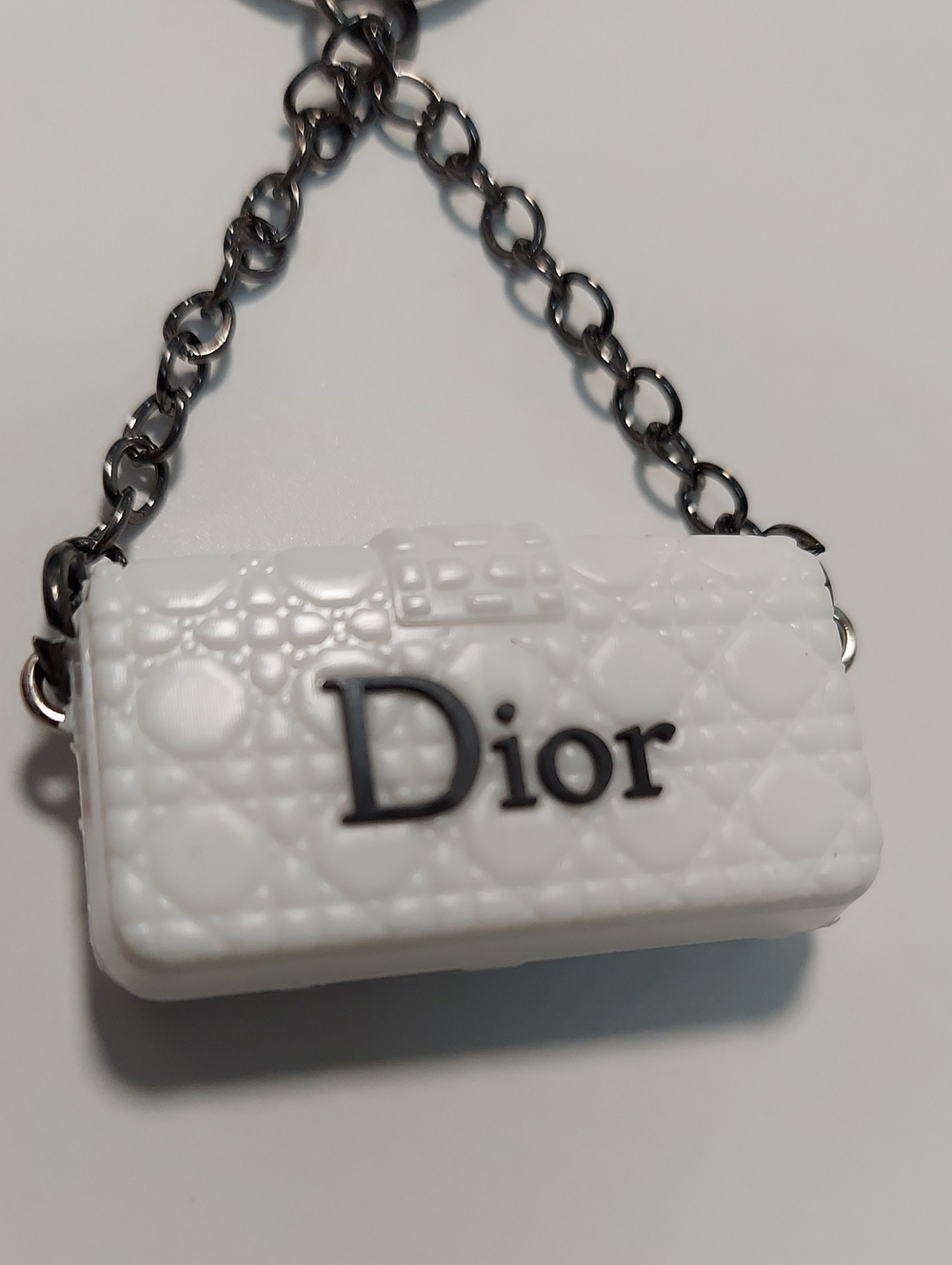 New Keychain‎, Luxury Mini Bag Charm, White, Black Logo Monogram